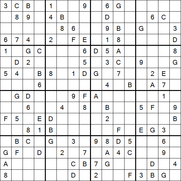 Sudoku 16x16 - Medium