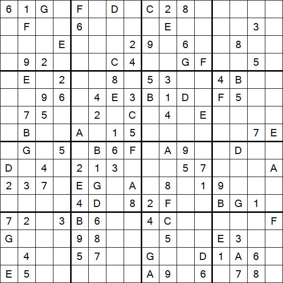Sudoku 16x16 - Medium
