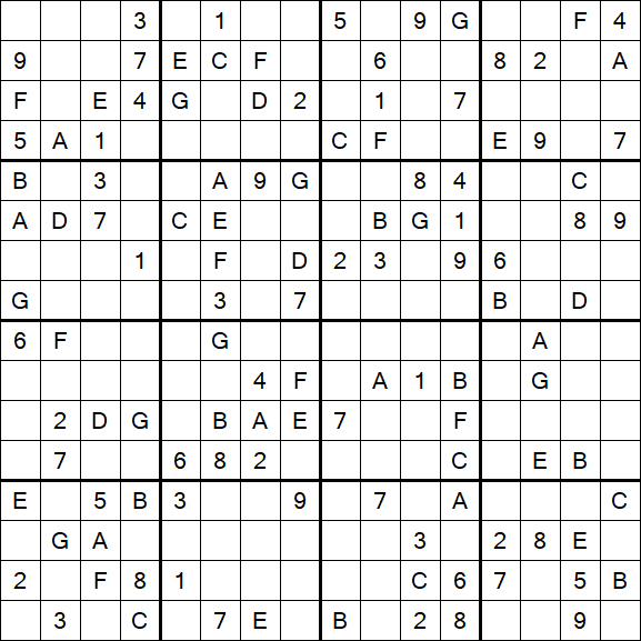 Sudoku 16x16 - Médio