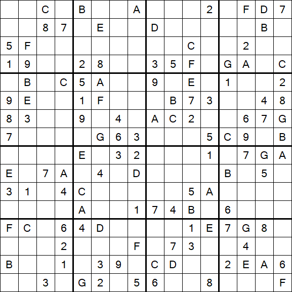 Sudoku 16x16 - Médio