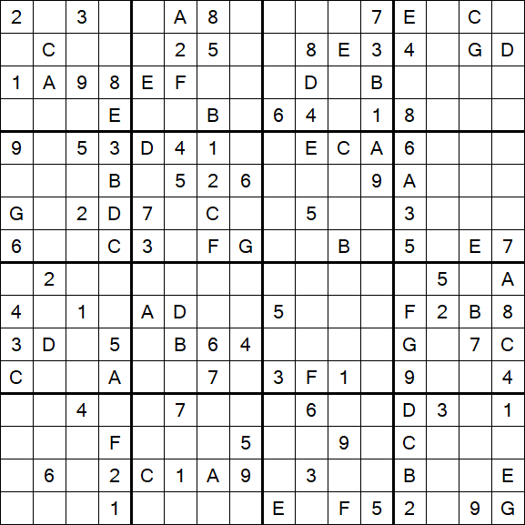 Sudoku 16x16 - Medium