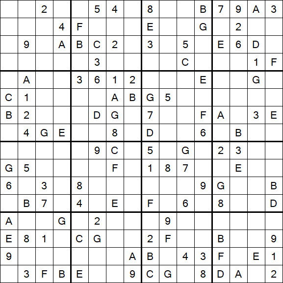 Sudoku 16x16 - Moyen