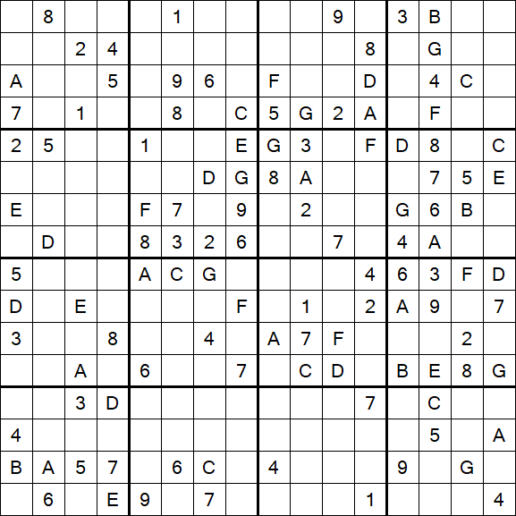 Sudoku 16x16 - Moyen