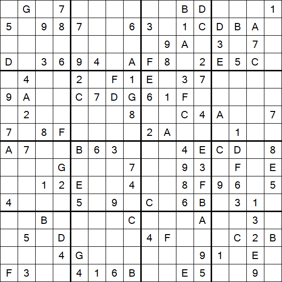 Sudoku 16x16 - Moyen