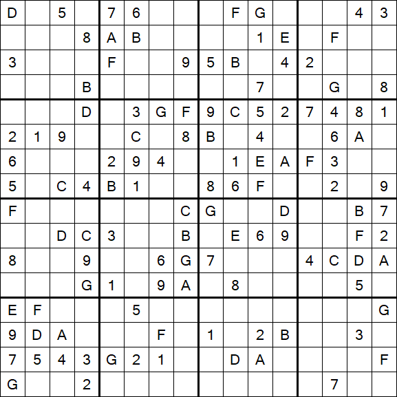 Sudoku 16x16 - Moyen