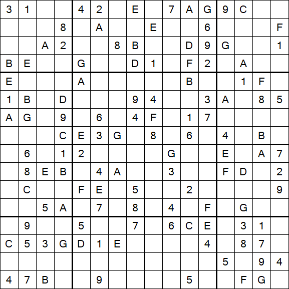 Sudoku 16x16 - Moyen