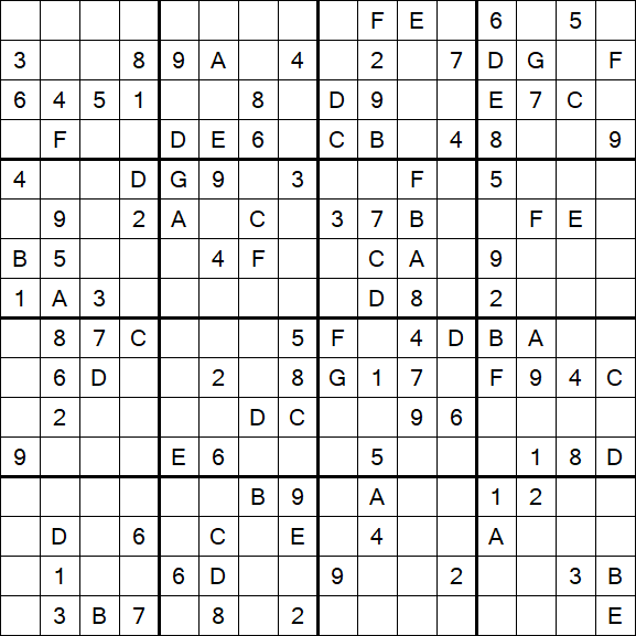 Sudoku 16x16 - Moyen