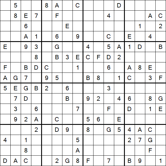 Sudoku 16x16 - Moyen