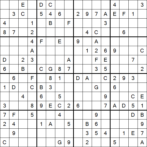 Sudoku 16x16 - Moyen