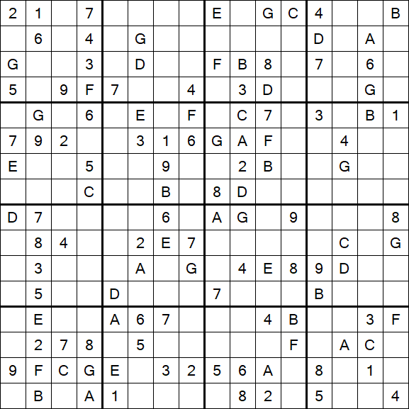 Sudoku 16x16 - Moyen