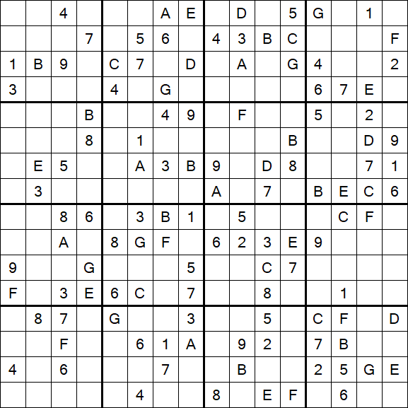 Sudoku 16x16 - Moyen