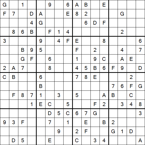 Sudoku 16x16 - Moyen