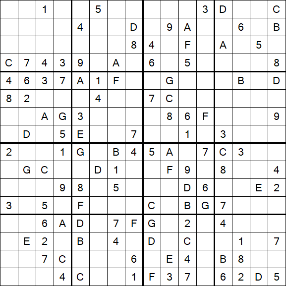 Sudoku 16x16 - Moyen