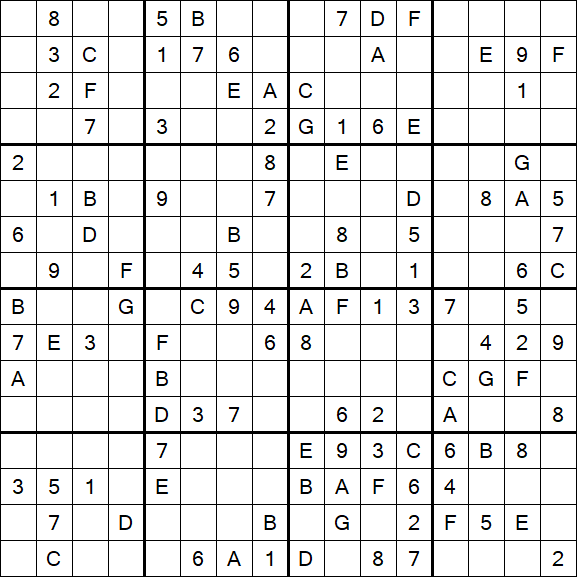 Sudoku 16x16 - Medium