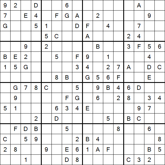Sudoku 16x16 - Medium