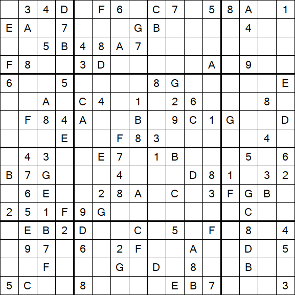 Sudoku 16x16 - Moyen