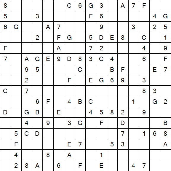 Sudoku 16x16 - Medium