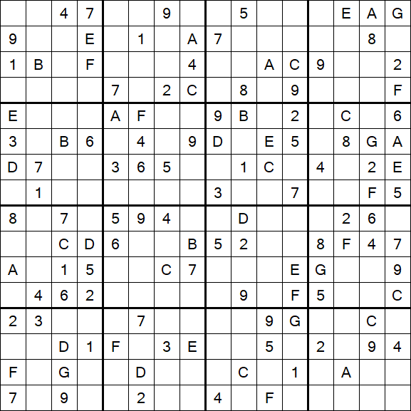 Sudoku 16x16 - Moyen