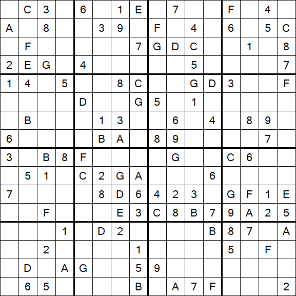 Sudoku 16x16 - Medium