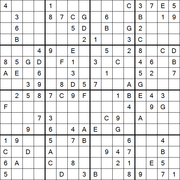 Sudoku 16x16 - Medium