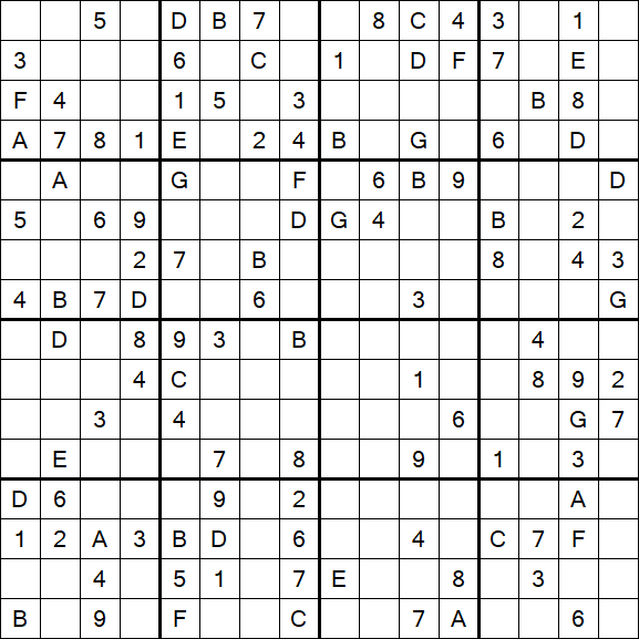 Sudoku 16x16 - Medium