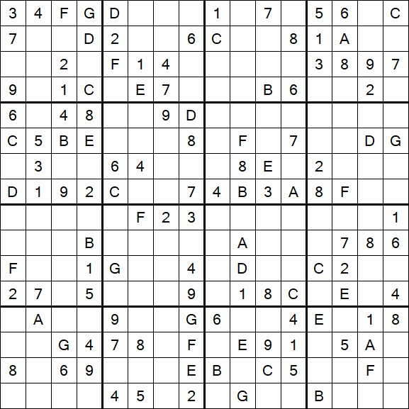 Sudoku 16x16 - Medium
