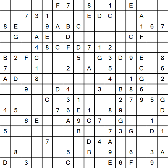 Sudoku 16x16 - Medium