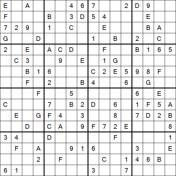 Sudoku 16x16 - Medium