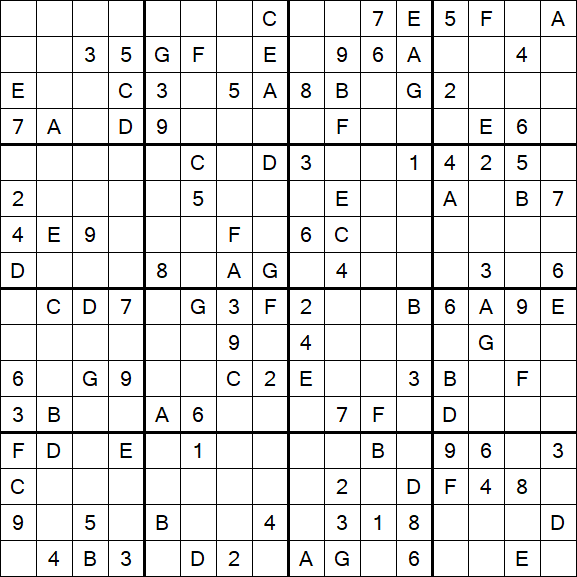 Sudoku 16x16 - Medium