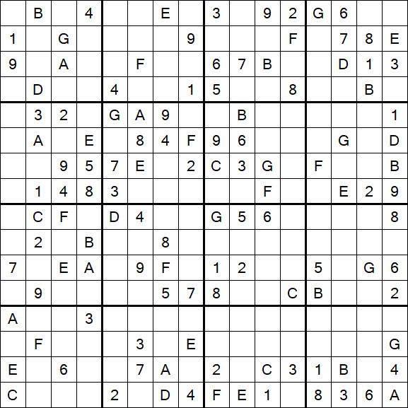 Sudoku 16x16 - Medium
