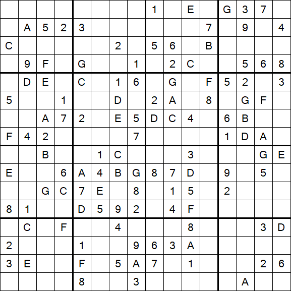 Sudoku 16x16 - Medium