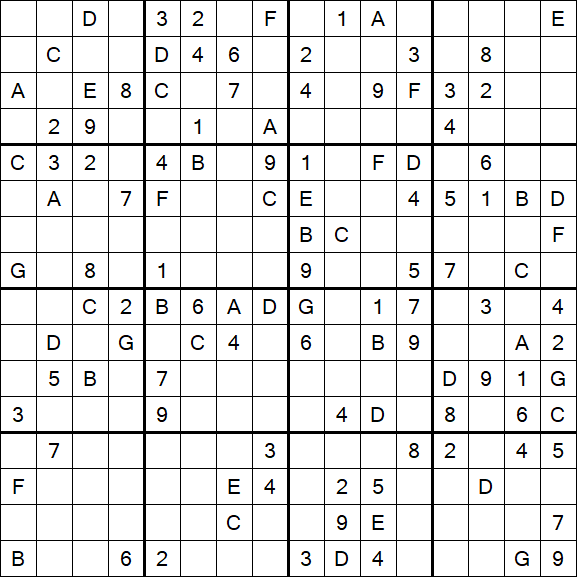Sudoku 16x16 - Medium