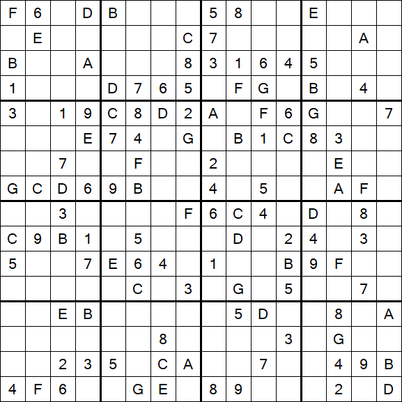 Sudoku 16x16 - Medium