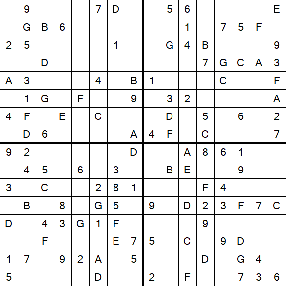 Sudoku 16x16 - Medium