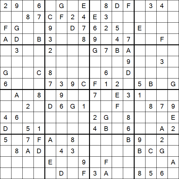 Sudoku 16x16 - Medium