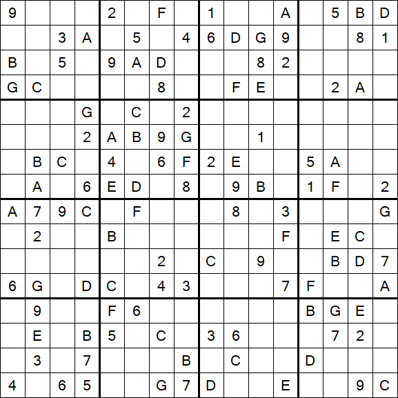 Sudoku 16x16 - Medium