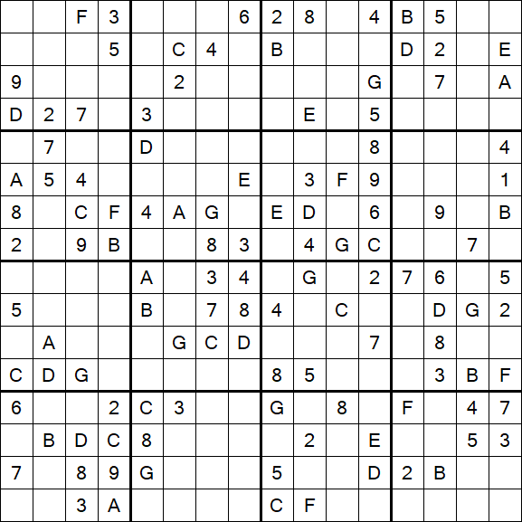 Sudoku 16x16 - Medium