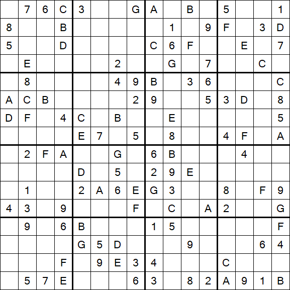 Sudoku 16x16 - Medium