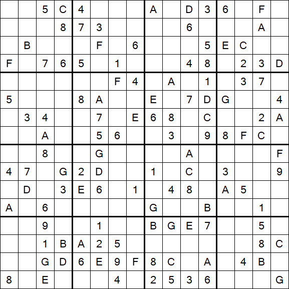 Sudoku 16x16 - Medium