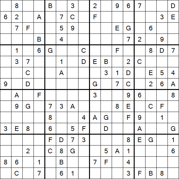 Sudoku 16x16 - Medium
