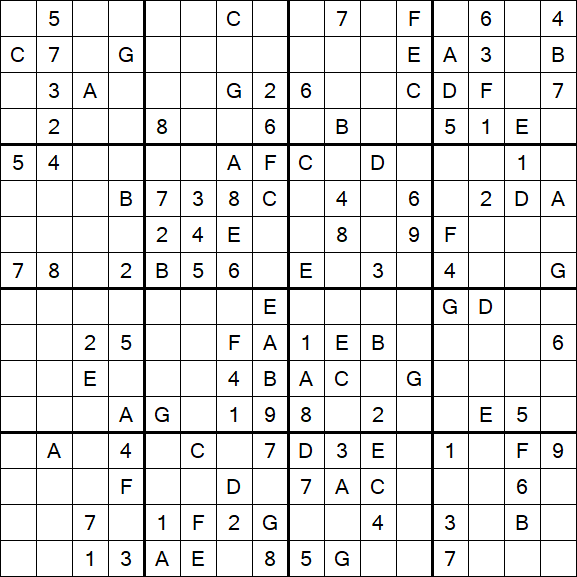 Sudoku 16x16 - Medium