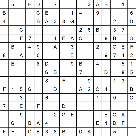Sudoku 16x16 - Medium