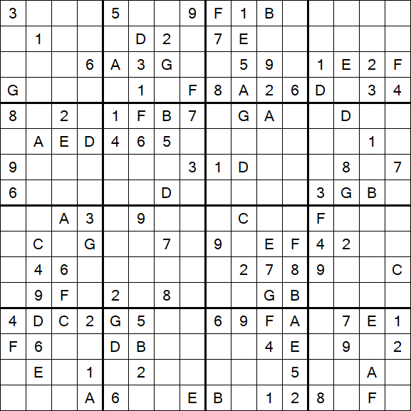 Sudoku 16x16 - Medium
