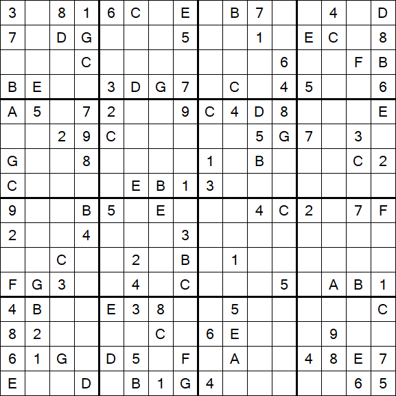 Sudoku 16x16 - Medium