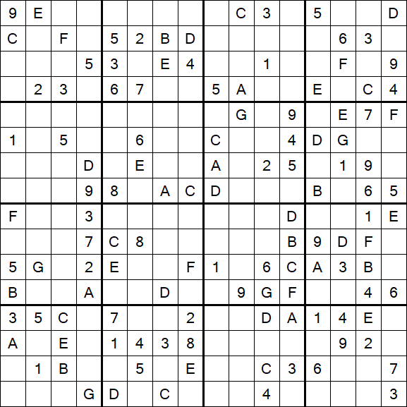 Sudoku 16x16 - Medium