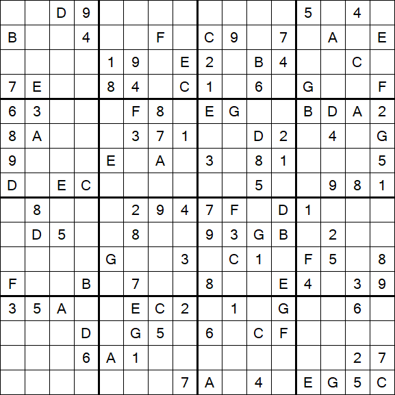 Sudoku 16x16 - Medium