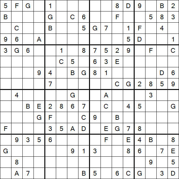 Sudoku 16x16 - Medium