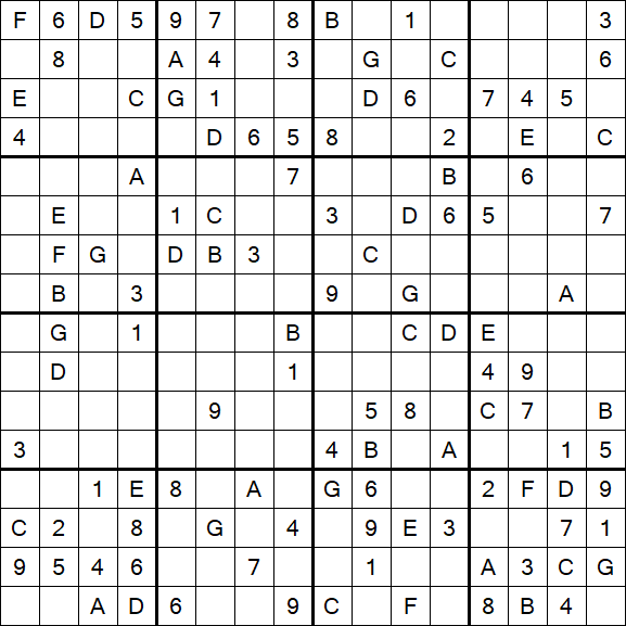 Sudoku 16x16 - Medium