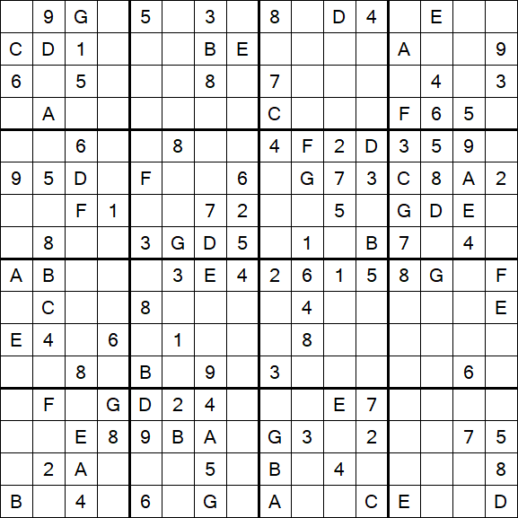 Sudoku 16x16 - Medium