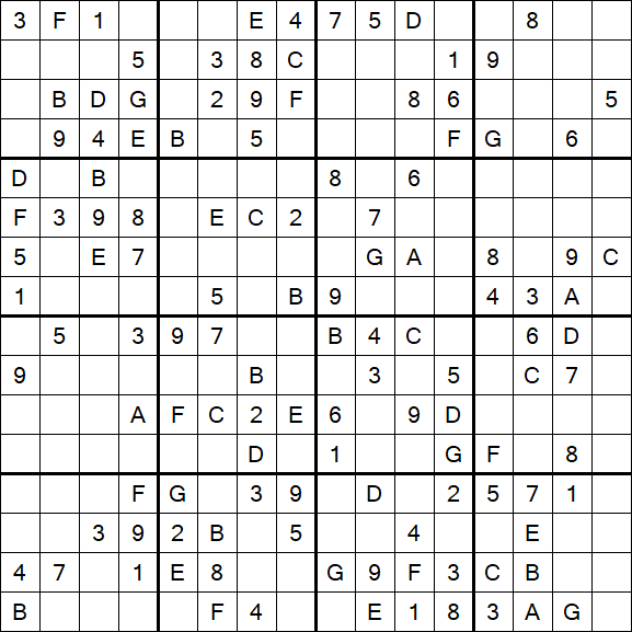 Sudoku 16x16 - Medium